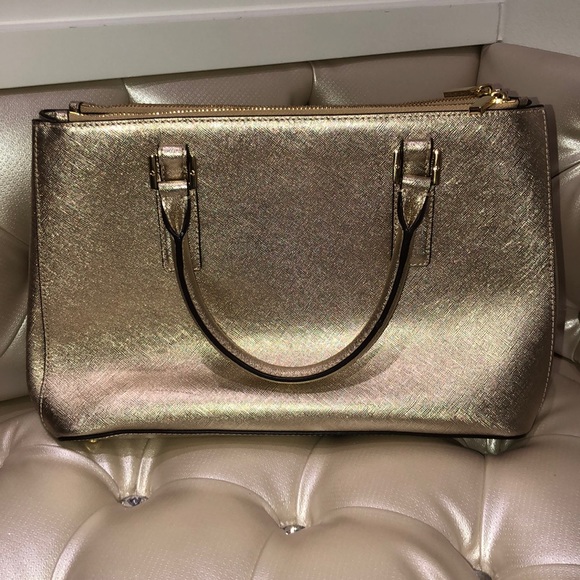 Tory Burch Robinson Metallic Mini Double Zip Bag - Picture 2 of 16